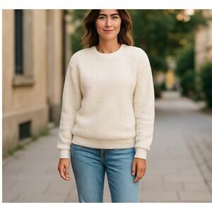 Lucky Brand Cream Fleece Sherpa Top NWT SZ Med Long Sleeves Minimalist Lagenlook